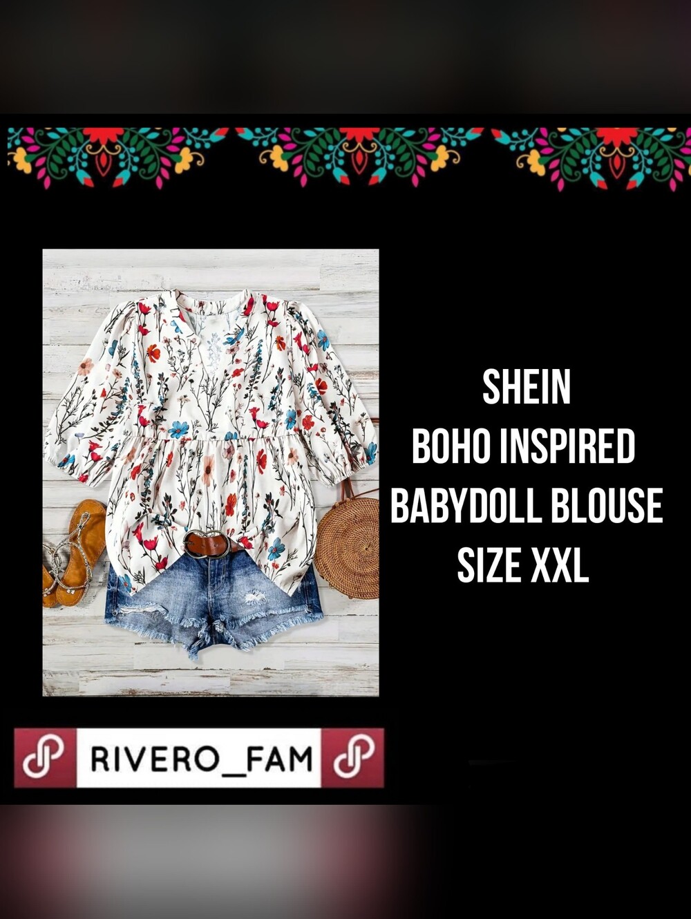 SHEIN | BOHO INSPIRED BABYDOLL BLOUSE | SIZE XXL